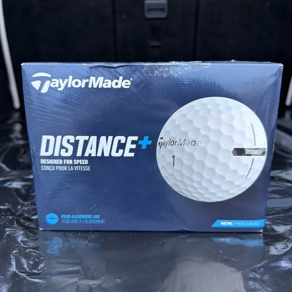 TaylorMade Distance Plus Golf Balls 12 Pack White Alignment Aid New Logo